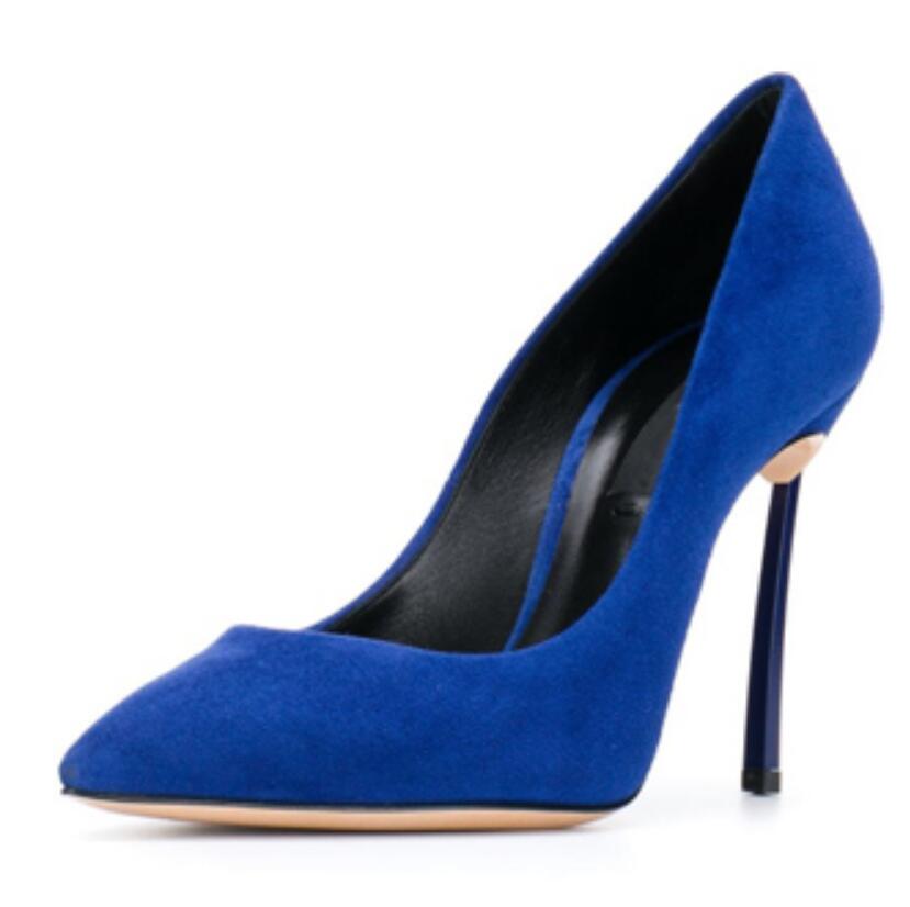 Court Heel Pointed - Gợi Cảm Xanh Dương Vàng Da