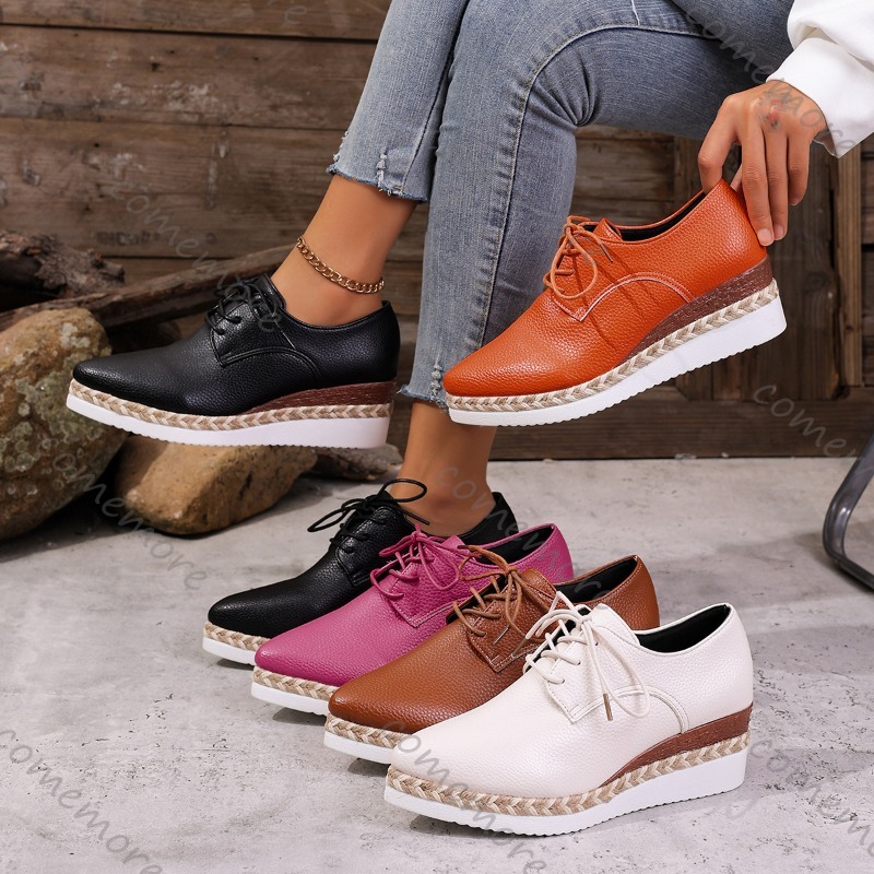 Leather Lace-Up Women's Wedge  - đánh giá và giá Oxford Lace Up Women