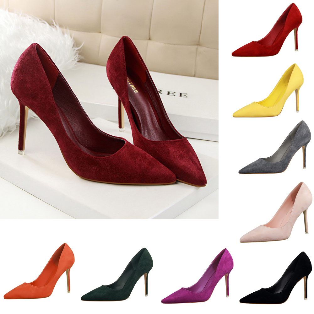 Thanh Lịch Cổ Điển Da Lộn Bơm  - đánh giá và giá Court Heel Pointed