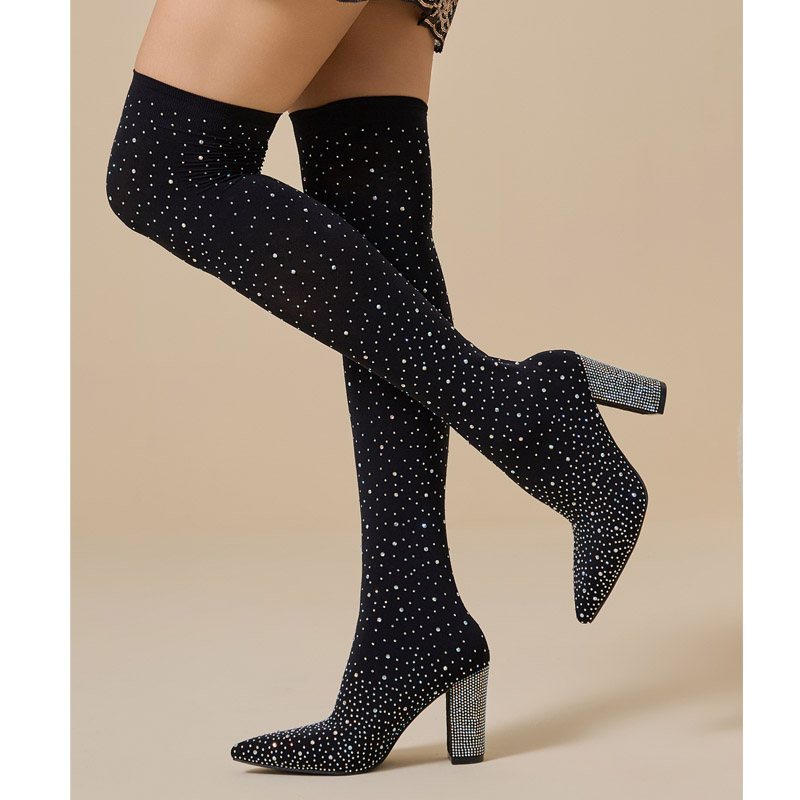 Aneikeh Crystal Over‑the‑Knee  - đánh giá và giá Sock Boot Women