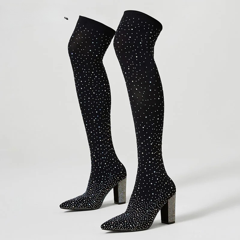 Aneikeh Crystal Over‑the‑Knee  - đánh giá và giá Sock Boot Women