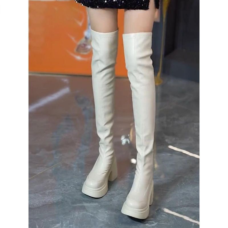 Round toe thick soled high-hee - đánh giá và giá Sock Boot Women