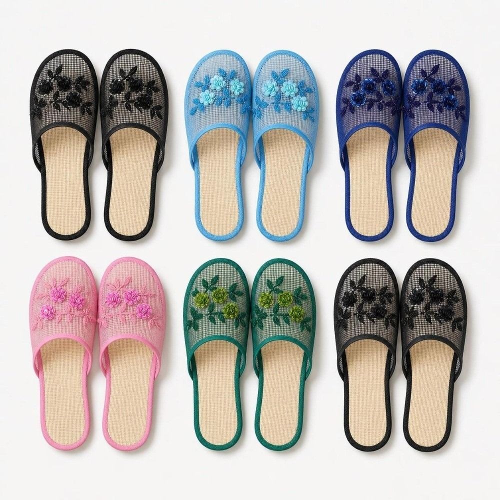 Casual Flower Embroidery Mesh  - đánh giá và giá Mule Slip On