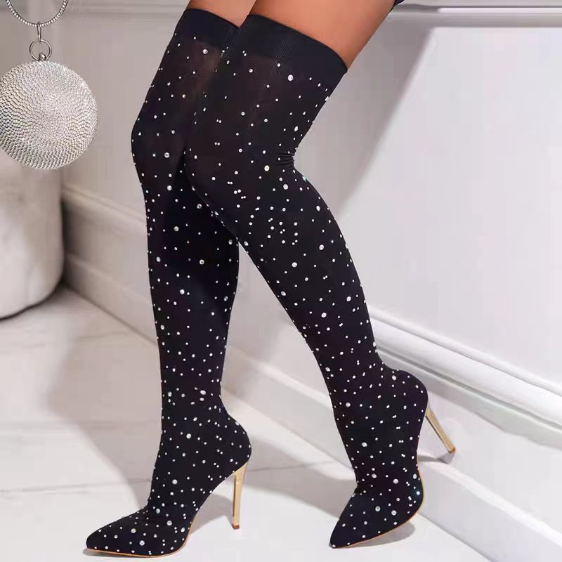 Rhinestone Slim Leg Stretch So - đánh giá và giá Sock Boot Women
