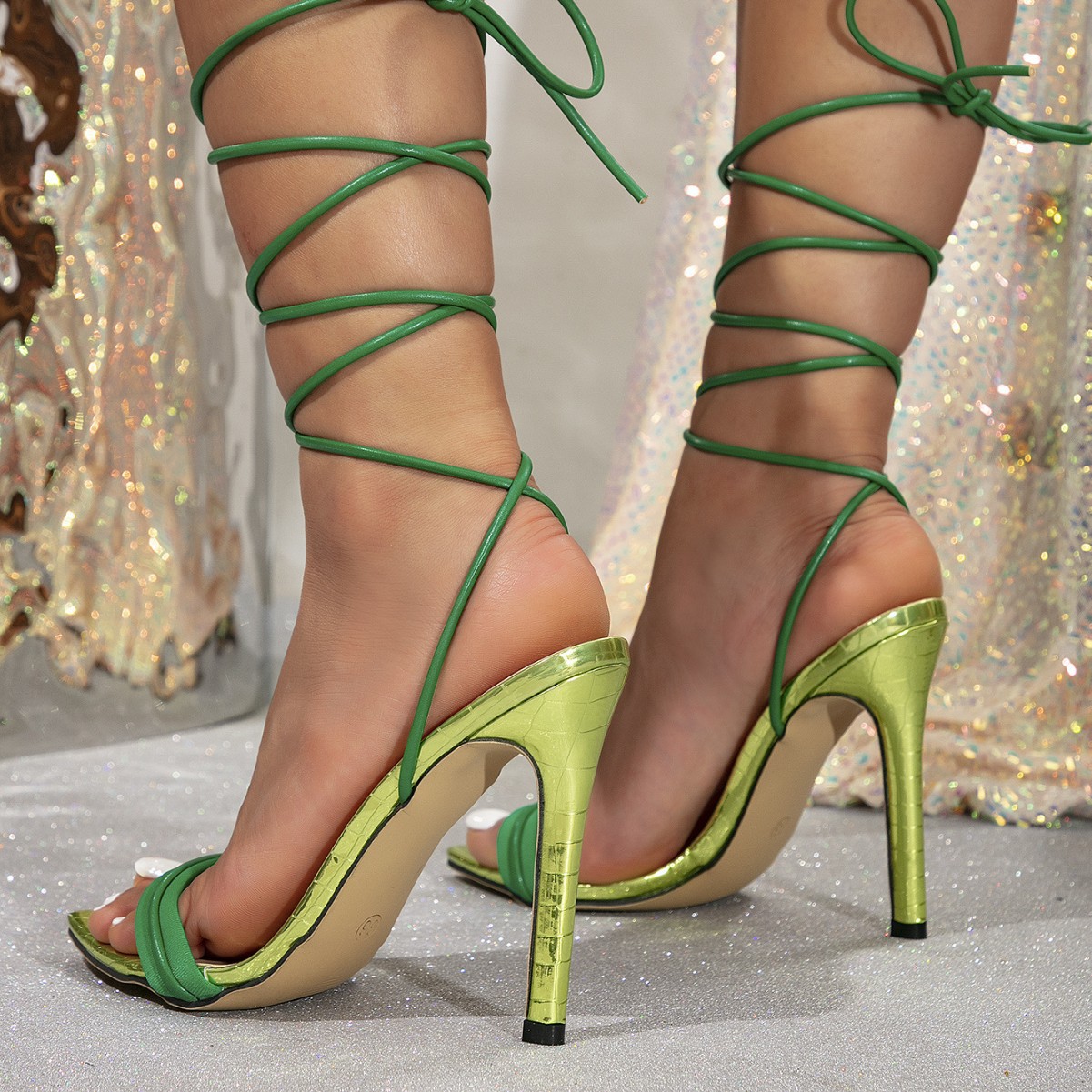 Ladies Green High Heel Sandals - đánh giá và giá Oxford Lace Up Women